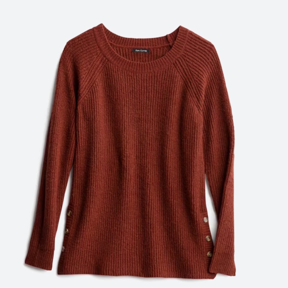 Pink Clover Side Button Detail Sweater